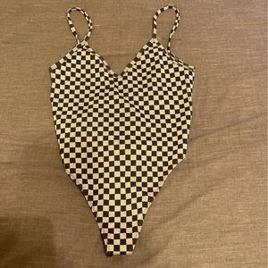 Grey and black checkered Bodysuit